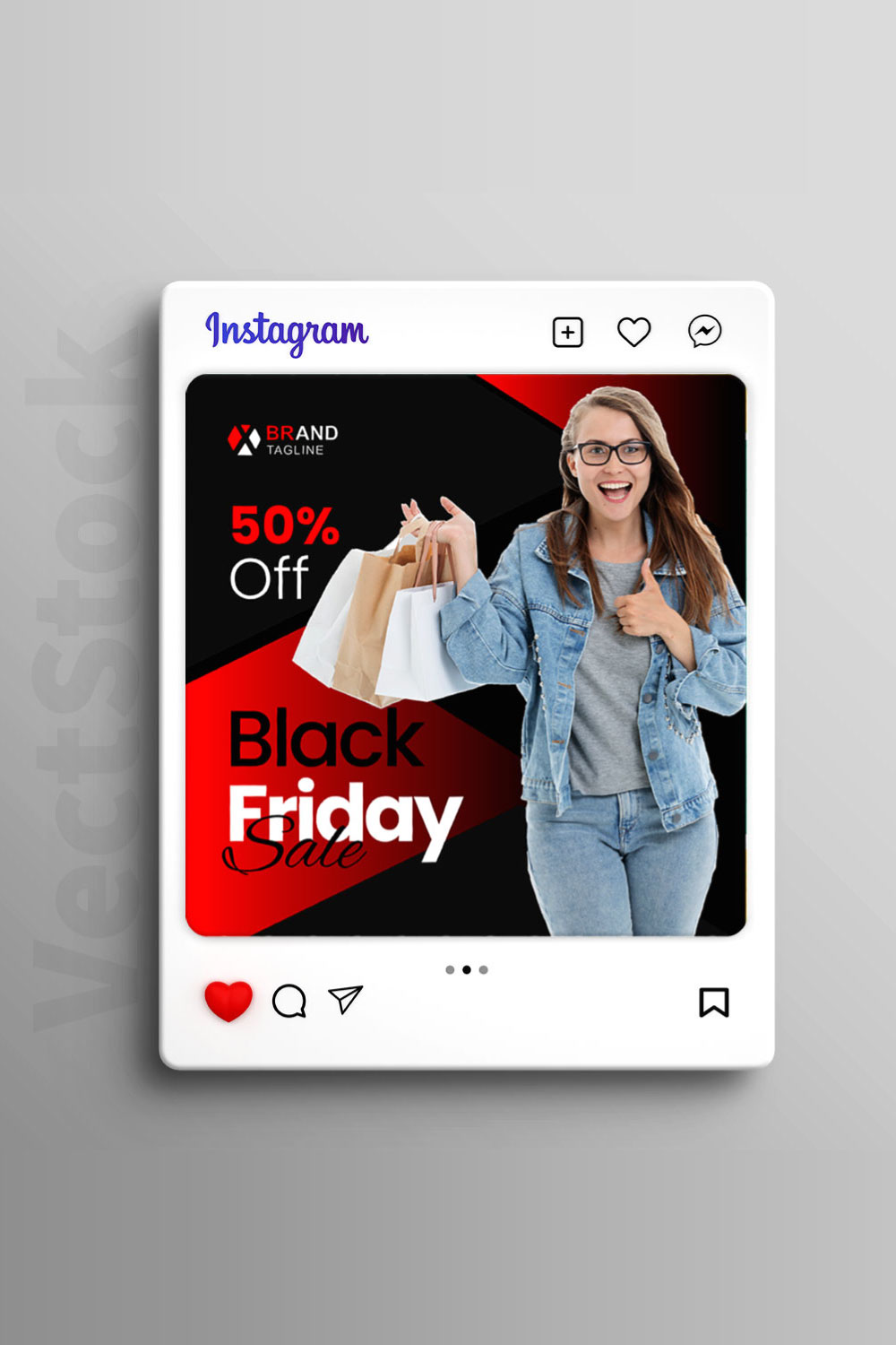 Black Friday sale social media post template pinterest preview image.