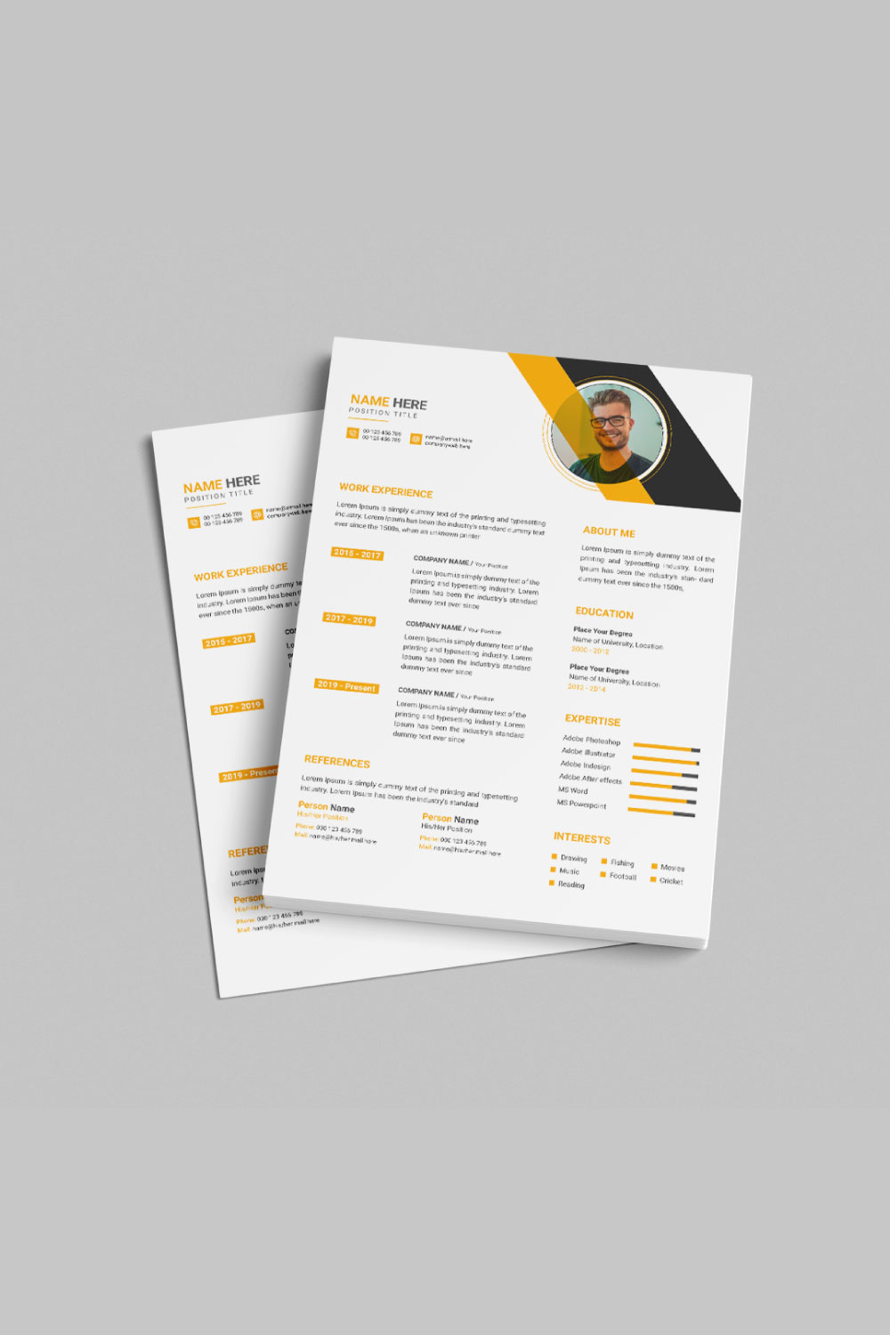 Resume template pinterest preview image.
