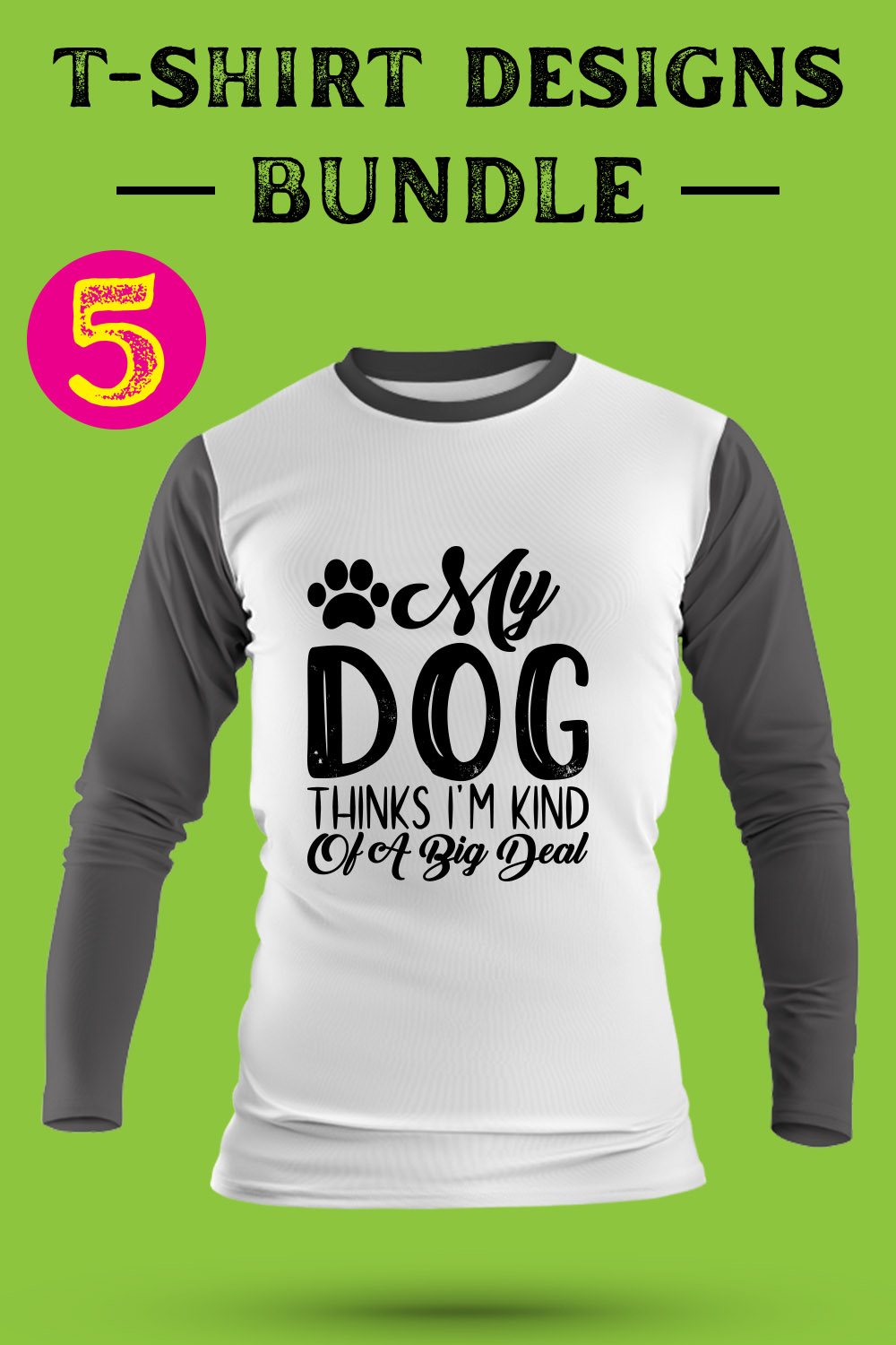 Dog T Shirt Designs Bundle pinterest preview image.