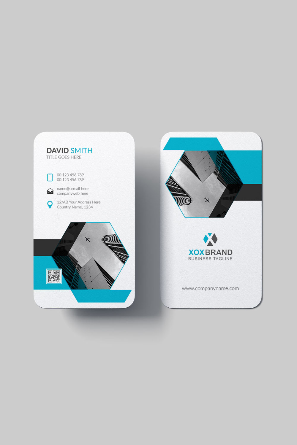Vertical business card template pinterest preview image.