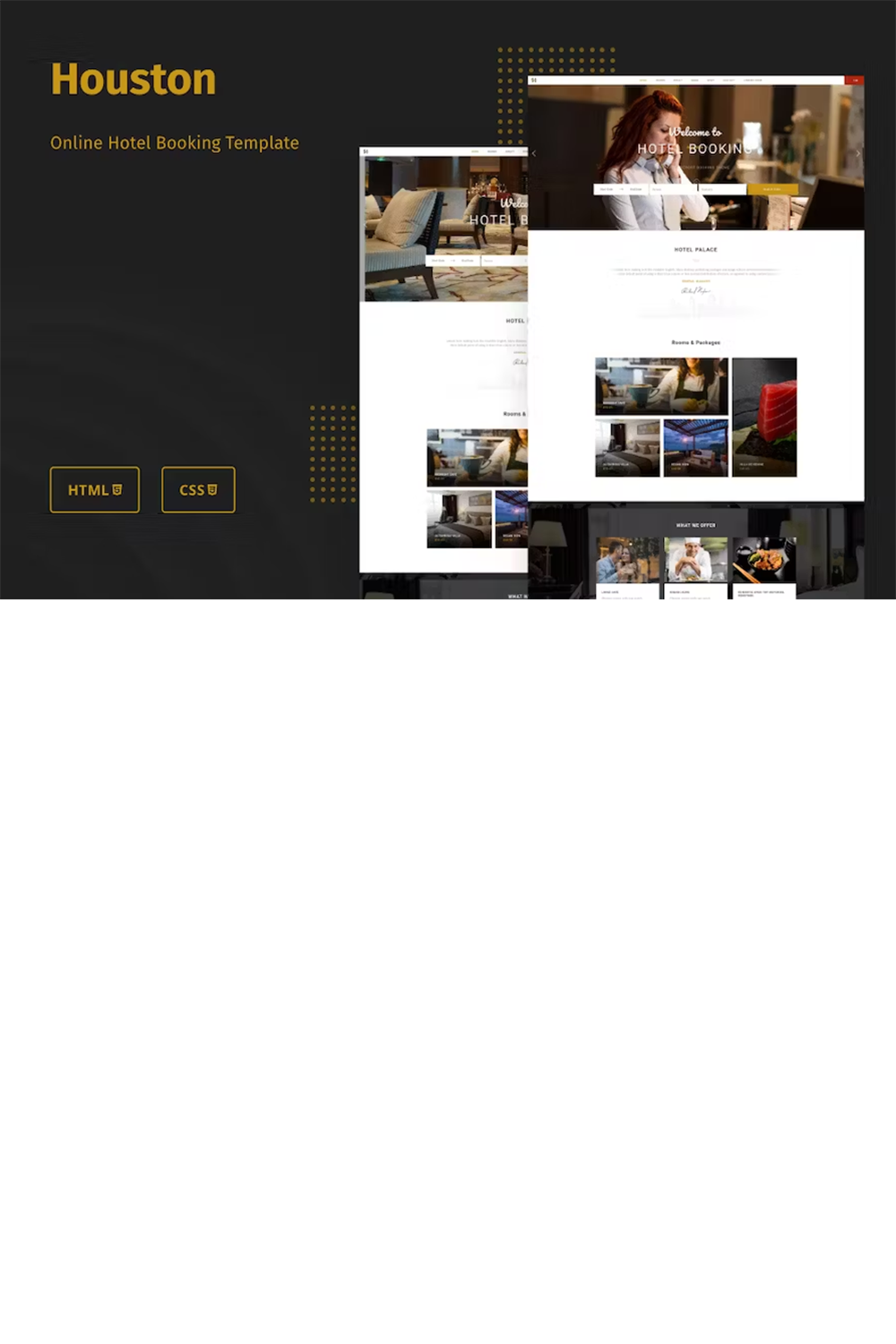 Free Online Hotel Booking Template pinterest preview image.