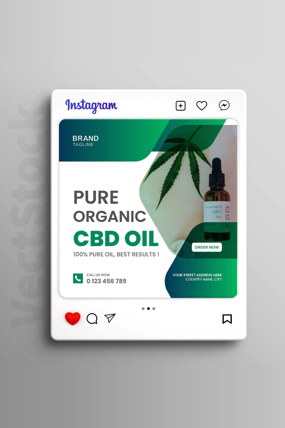 Hemp oil extract social media instagram post and banner template pinterest preview image.