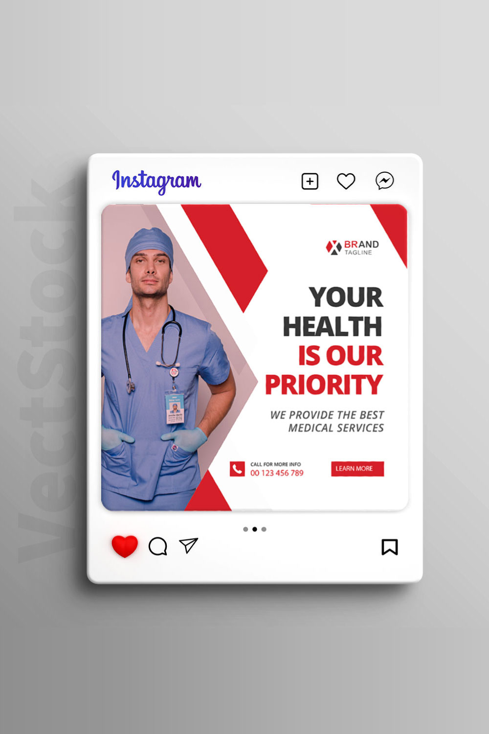 Medical social media Instagram post and banner template design pinterest preview image.