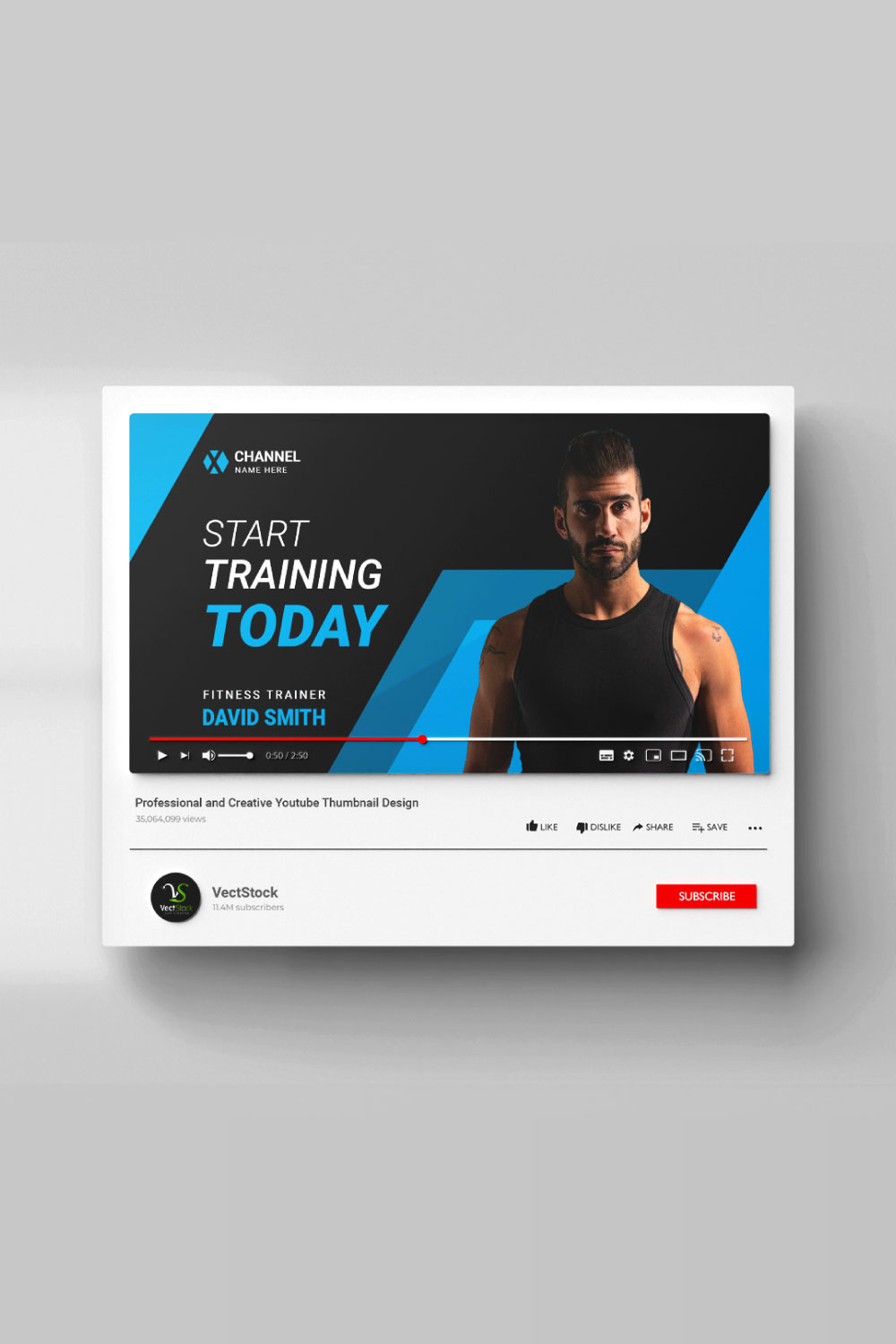 Gym Fitness Youtube thumbnail pinterest preview image.