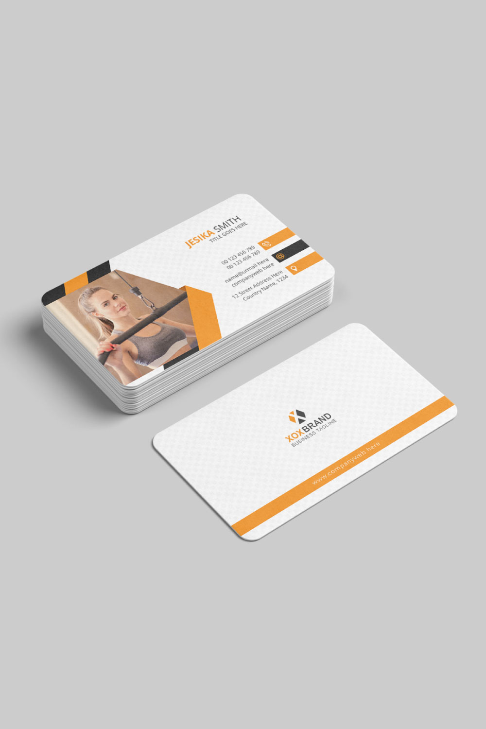 Fitness gym business card design template pinterest preview image.