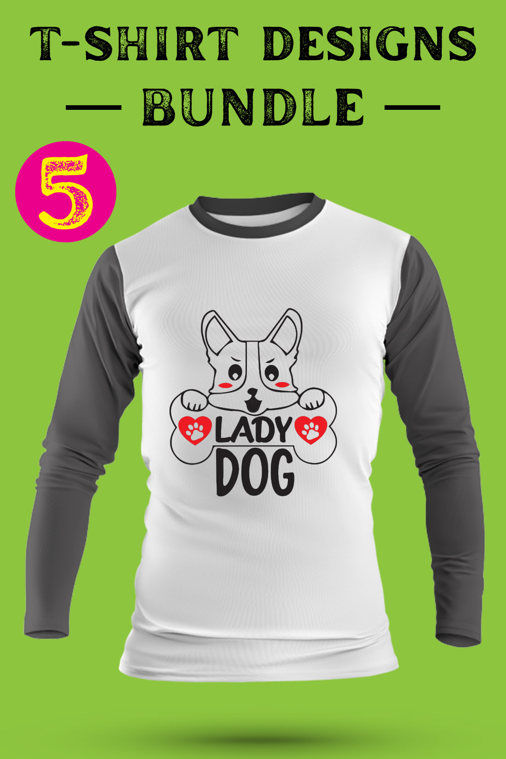 Dog T Shirt Designs Bundle pinterest preview image.