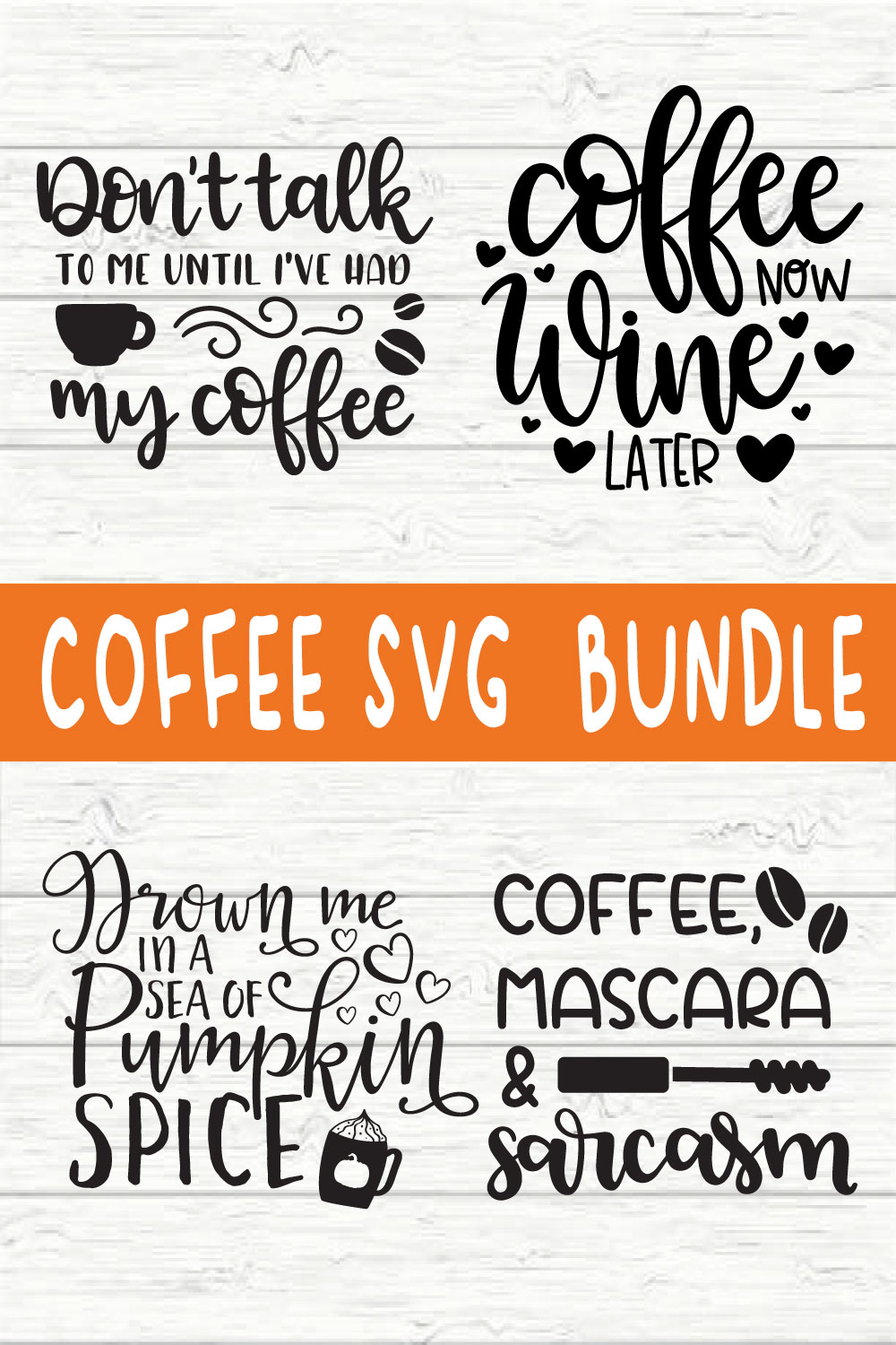 Coffee Typography Bundle vol 3 pinterest preview image.