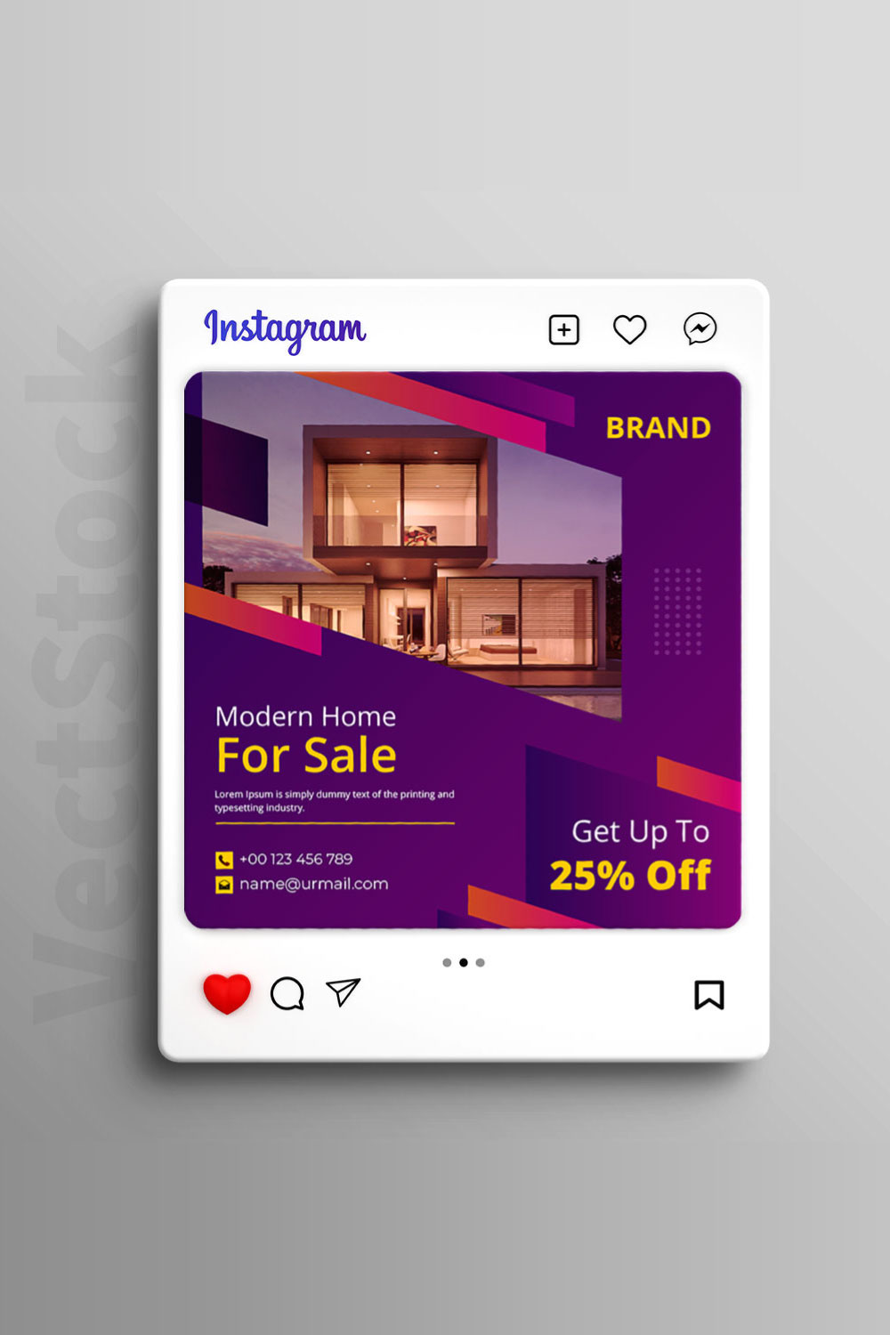 Home sale social media Instagram post and banner template design pinterest preview image.