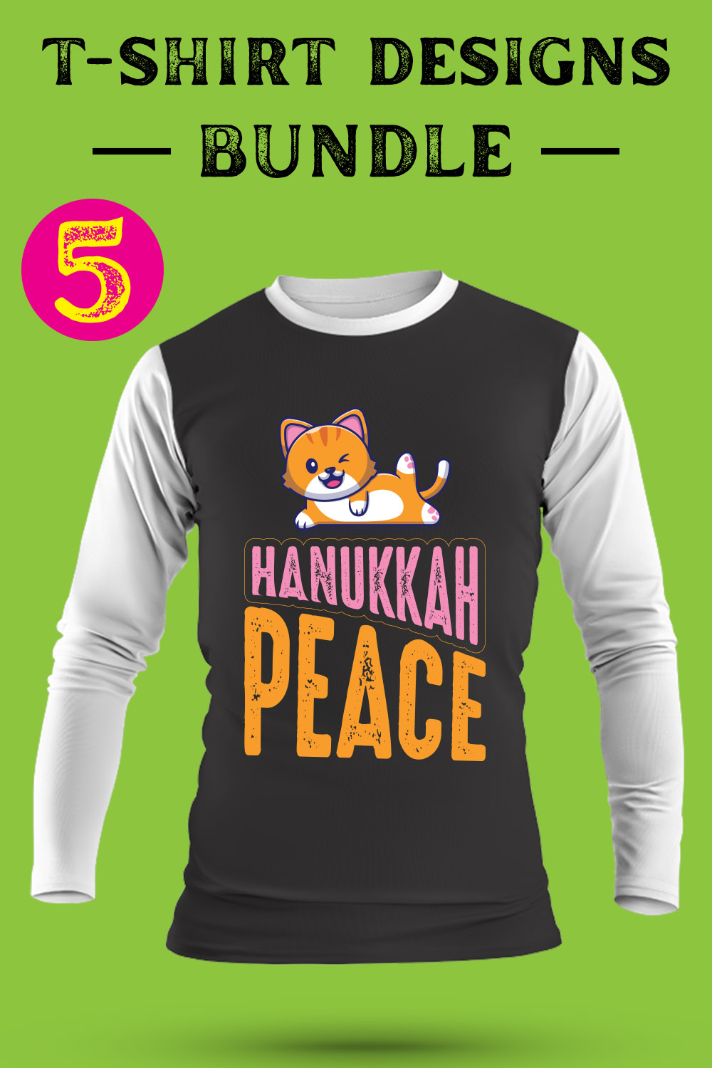 Hanukkah T Shirt Designs Bundle pinterest preview image.