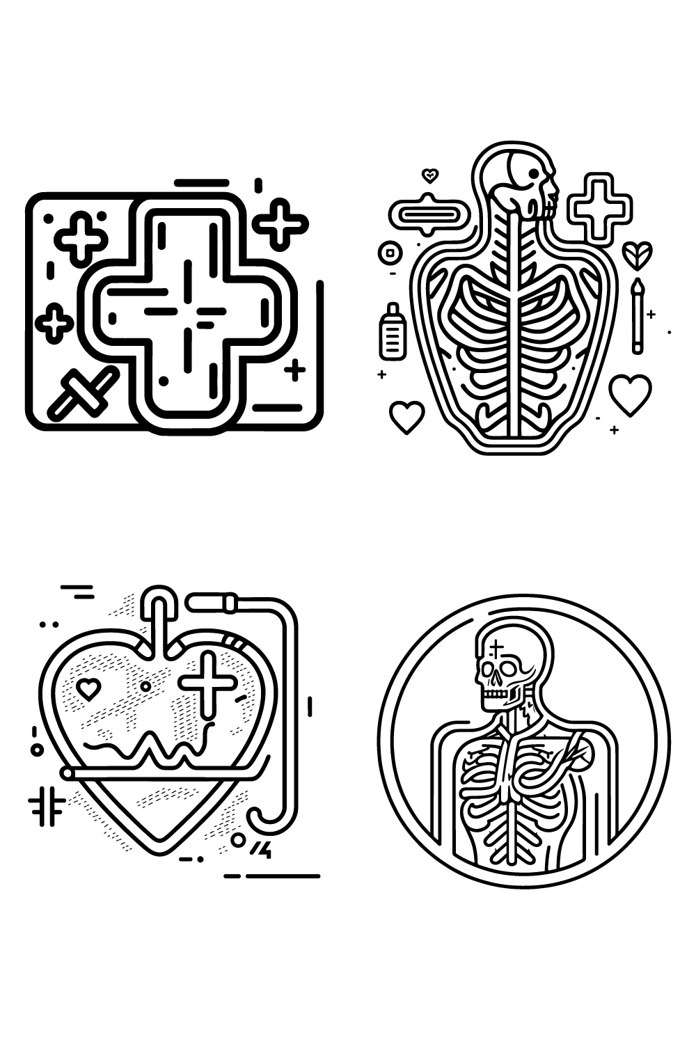 Medical Icon illustration, line art, Outline style, clean simple design, and Healthcare, and medical icons pinterest preview image.