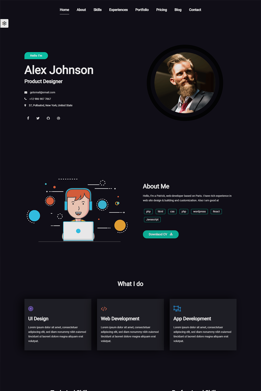 Free Maha CV/Resume - HTML template pinterest preview image.