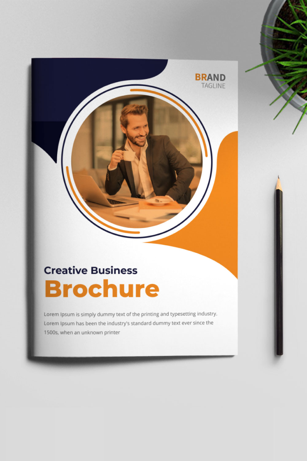 Clean and Minimal Bifold Brochure Design Template pinterest preview image.