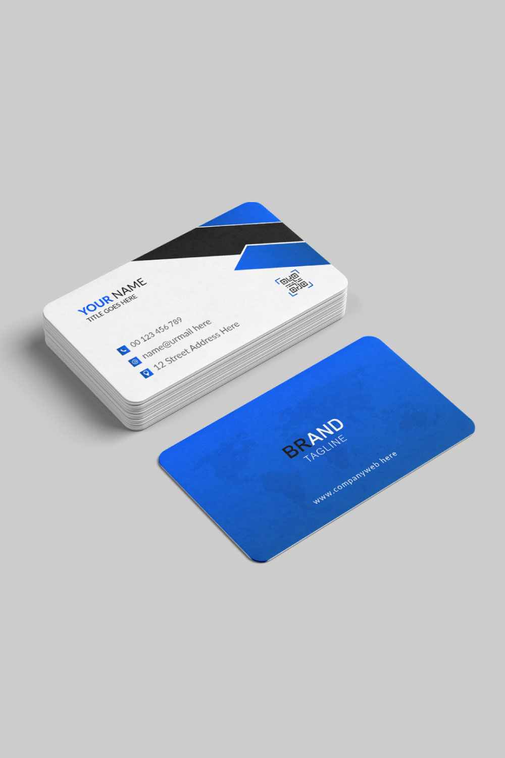 Blue creative business card design template pinterest preview image.