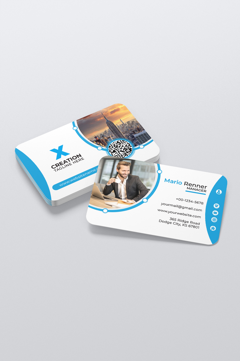 Minimalistic modern corporate Business Card Design pinterest preview image.