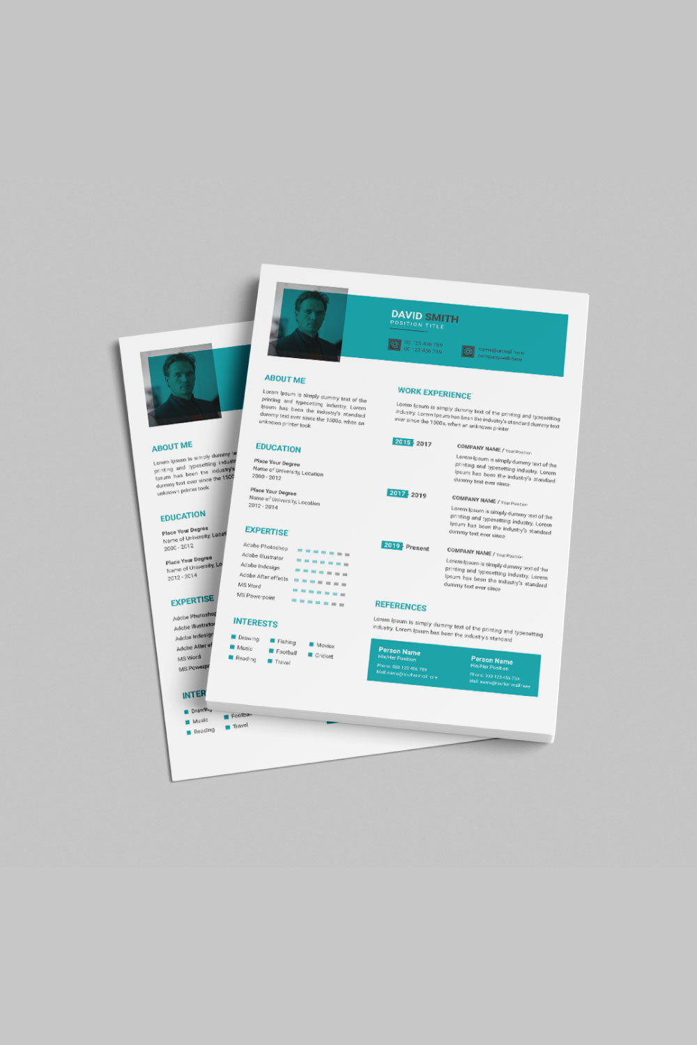 Resume template pinterest preview image.