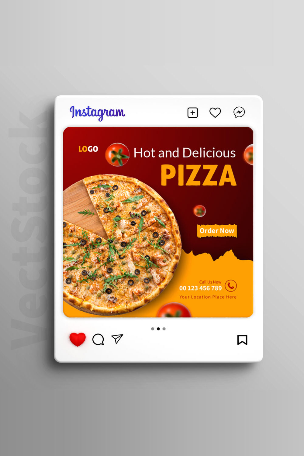 Hot pizza sale social media instagram post template pinterest preview image.