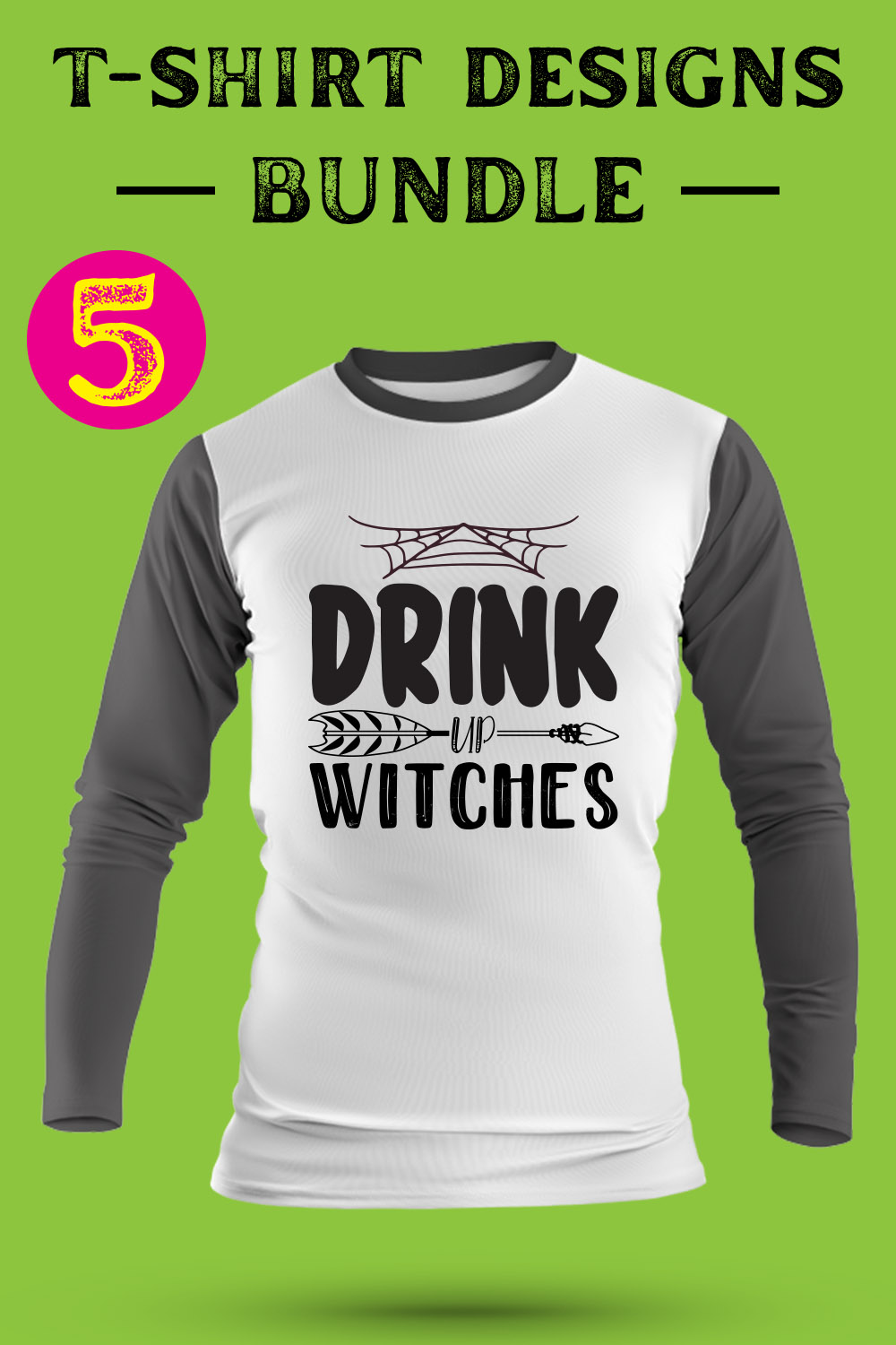 Halloween T Shirt Designs Bundle pinterest preview image.