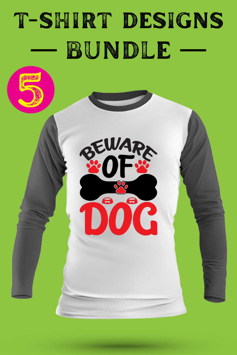 Dog T Shirt Designs Bundle pinterest preview image.