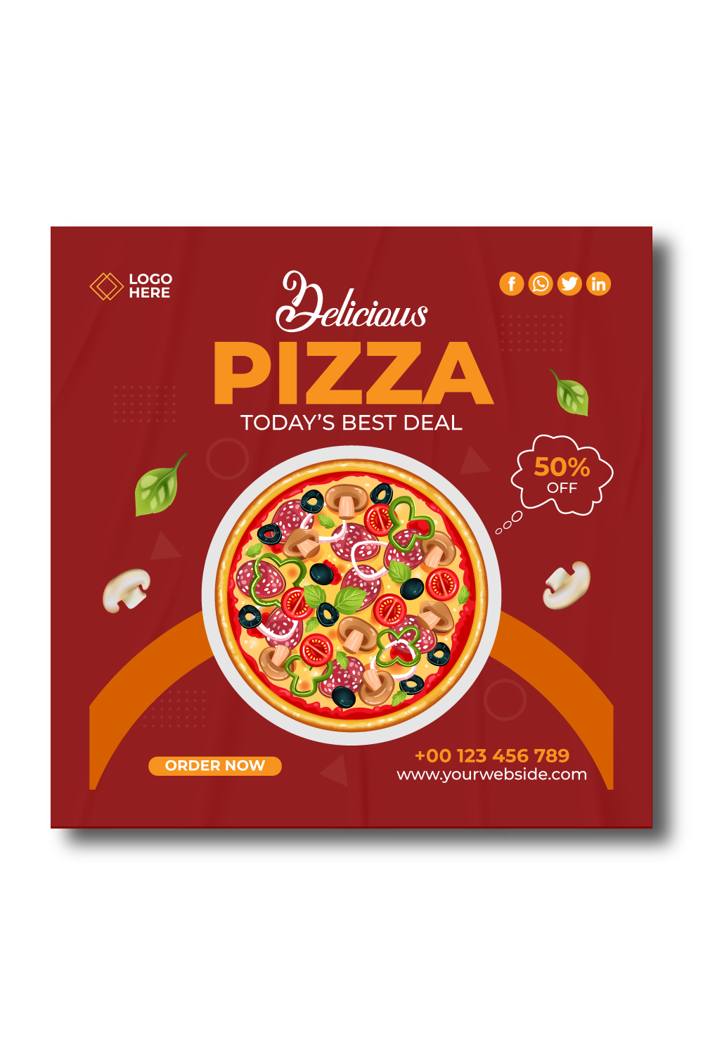 Pizza social media post pinterest preview image.