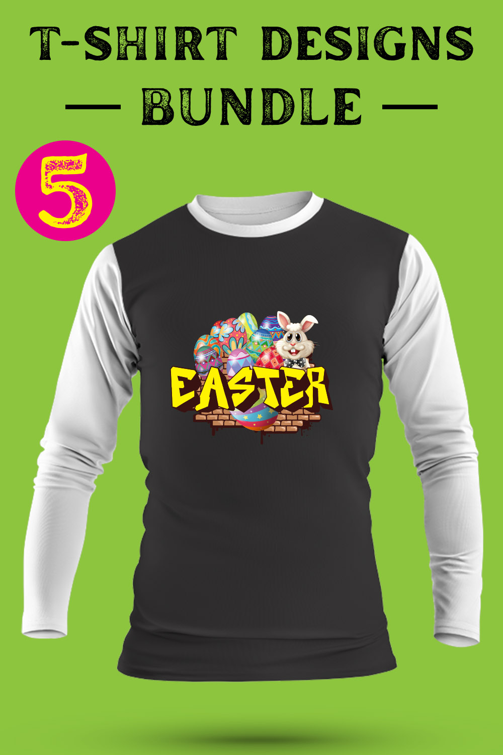 Easter T Shirt Designs Bundle pinterest preview image.