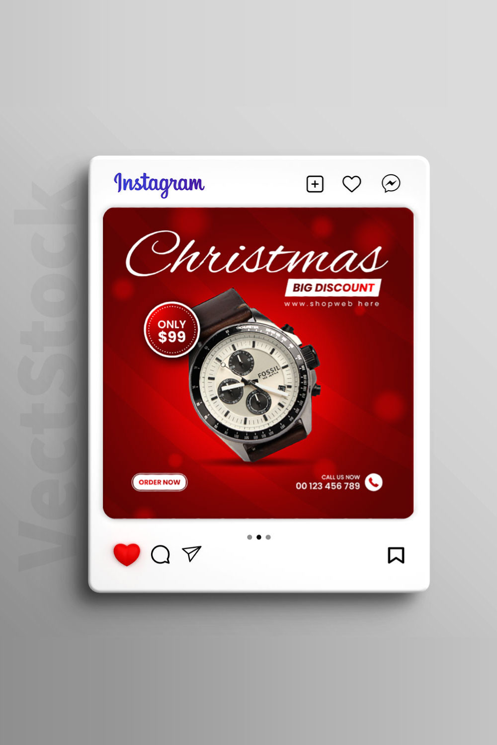Christmas offer watch sale social media Instagram post banner template pinterest preview image.