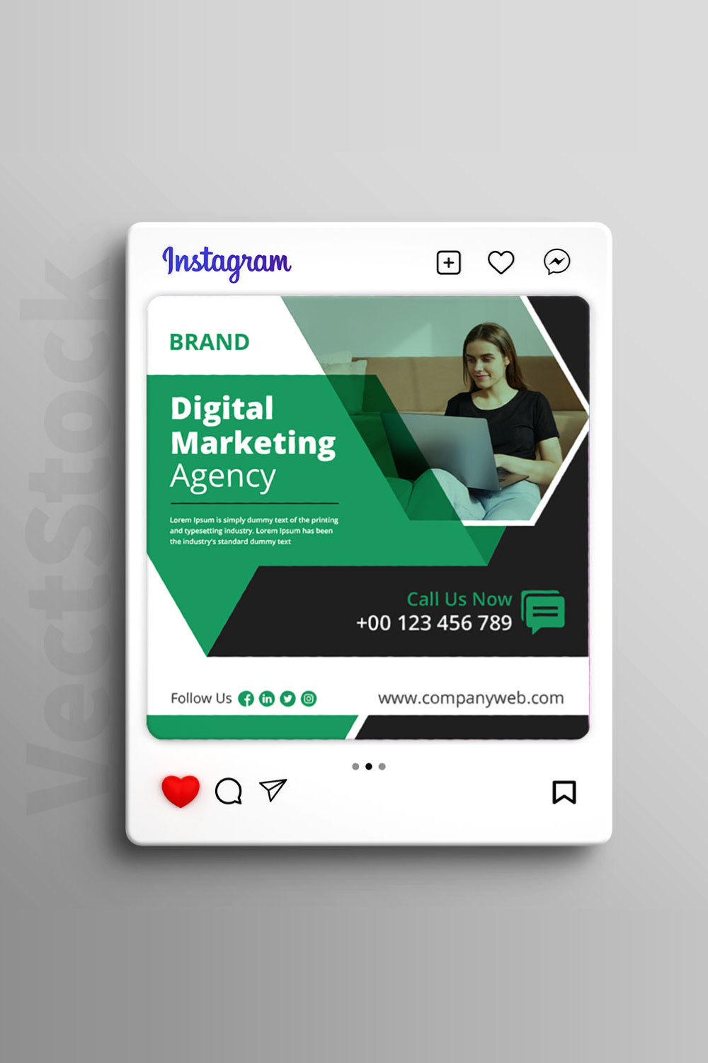Digital marketing agency social media Instagram post and banner template design pinterest preview image.