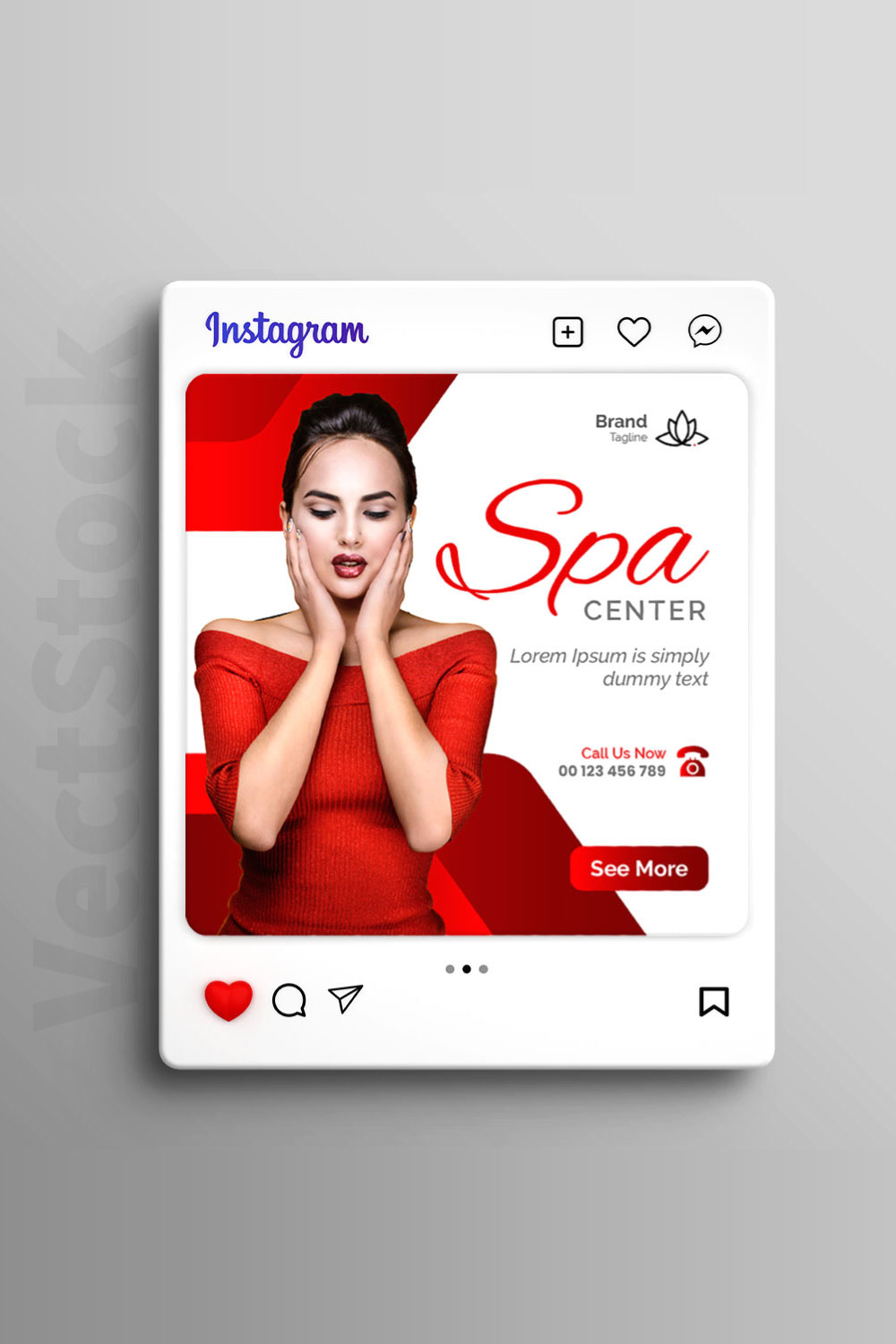 Beauty spa social media instagram post template pinterest preview image.