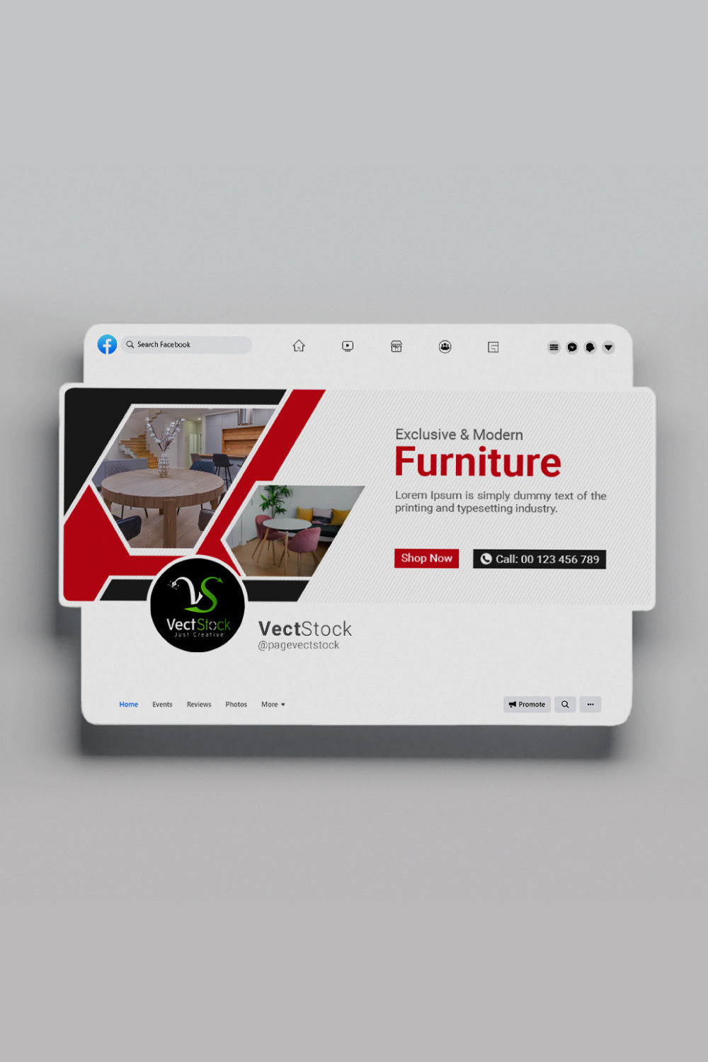 Furniture sale facebook cover template pinterest preview image.