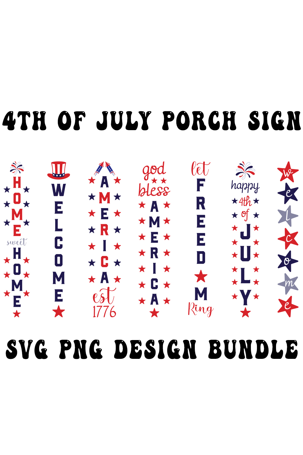 4th of July Porch Sign SVG Bundle pinterest preview image.