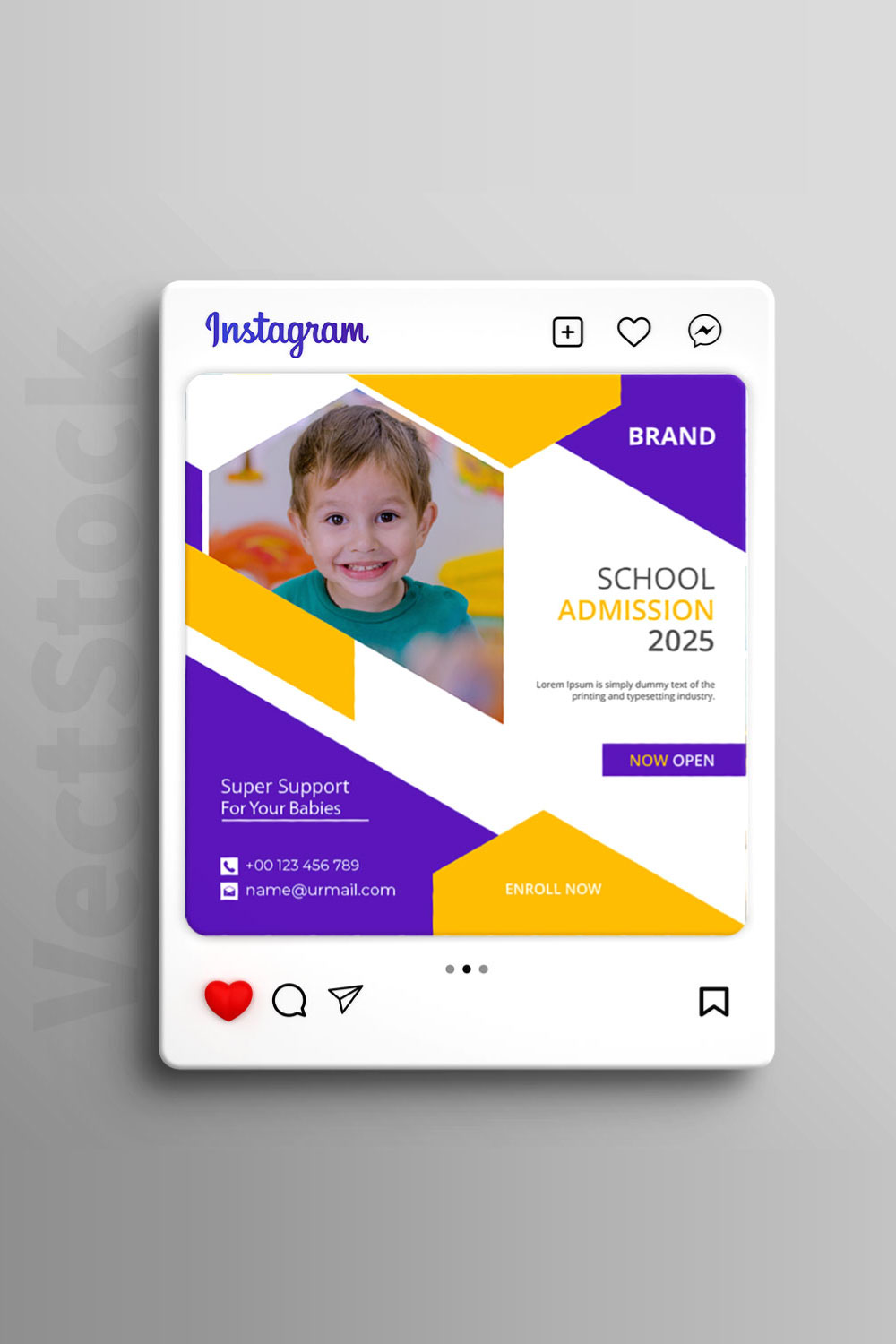 School admission social media Instagram post pinterest preview image.