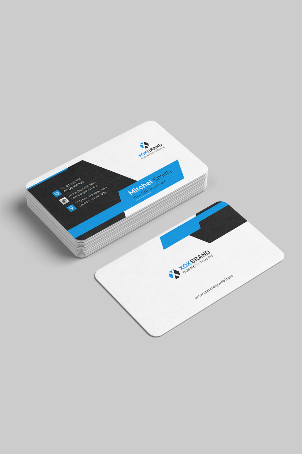 Clean and minimal business card design template pinterest preview image.