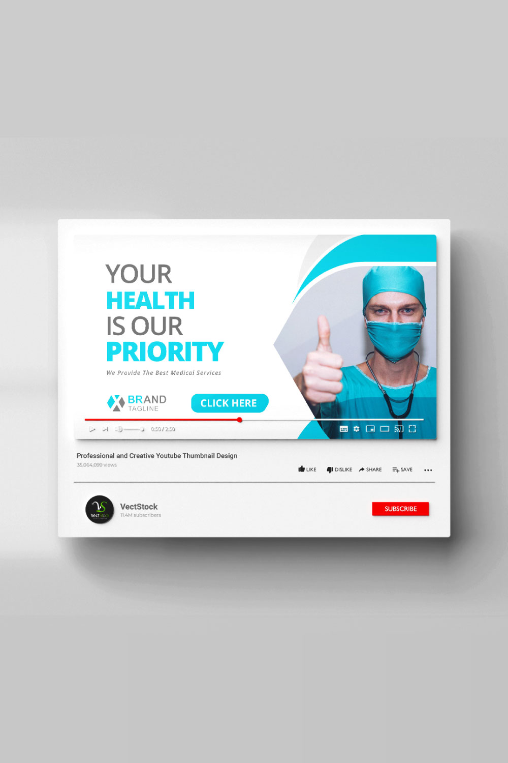 Medical Youtube thumbnail and social media banner pinterest preview image.