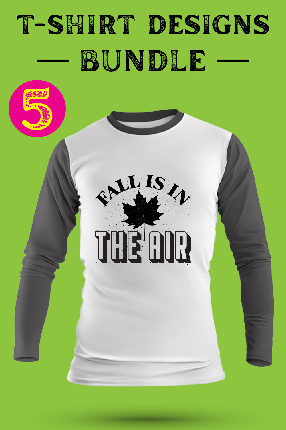 Fall T Shirt Designs Bundle pinterest preview image.