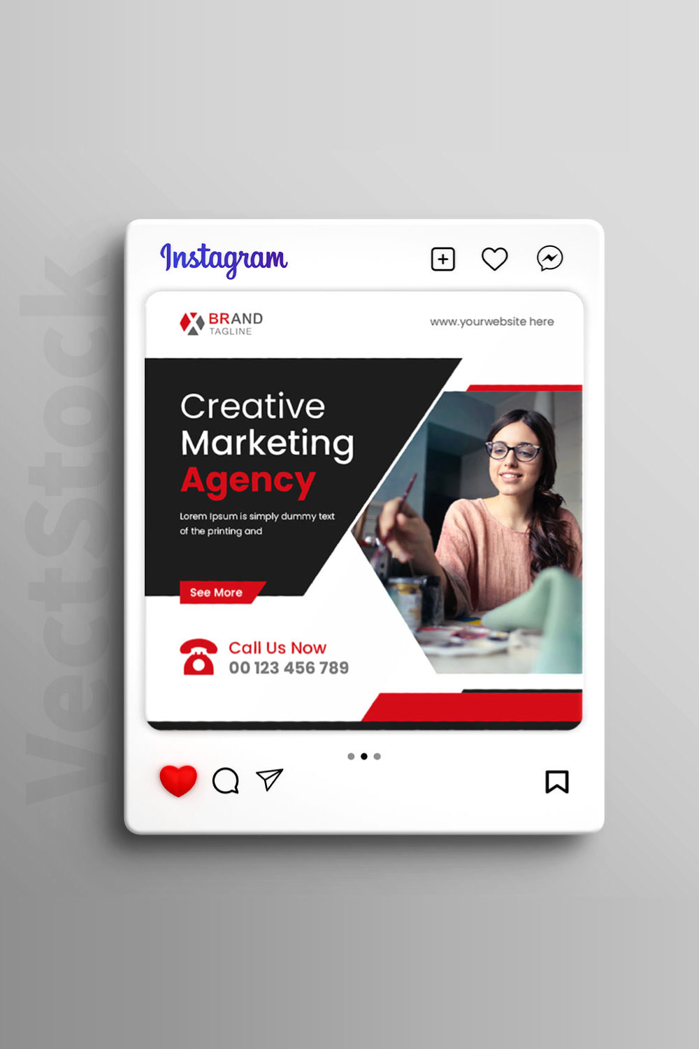 Digital marketing agency and corporate social media post template pinterest preview image.