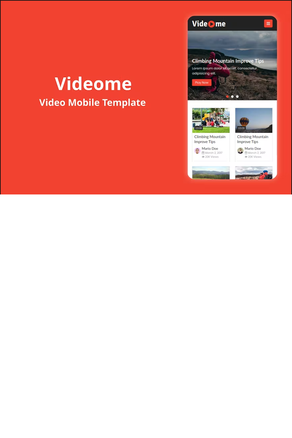 Free Videome Video Mobile Template pinterest preview image.