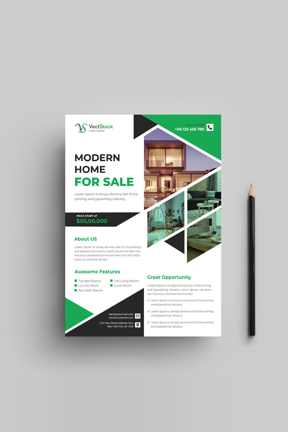 Real estate business flyer design template pinterest preview image.