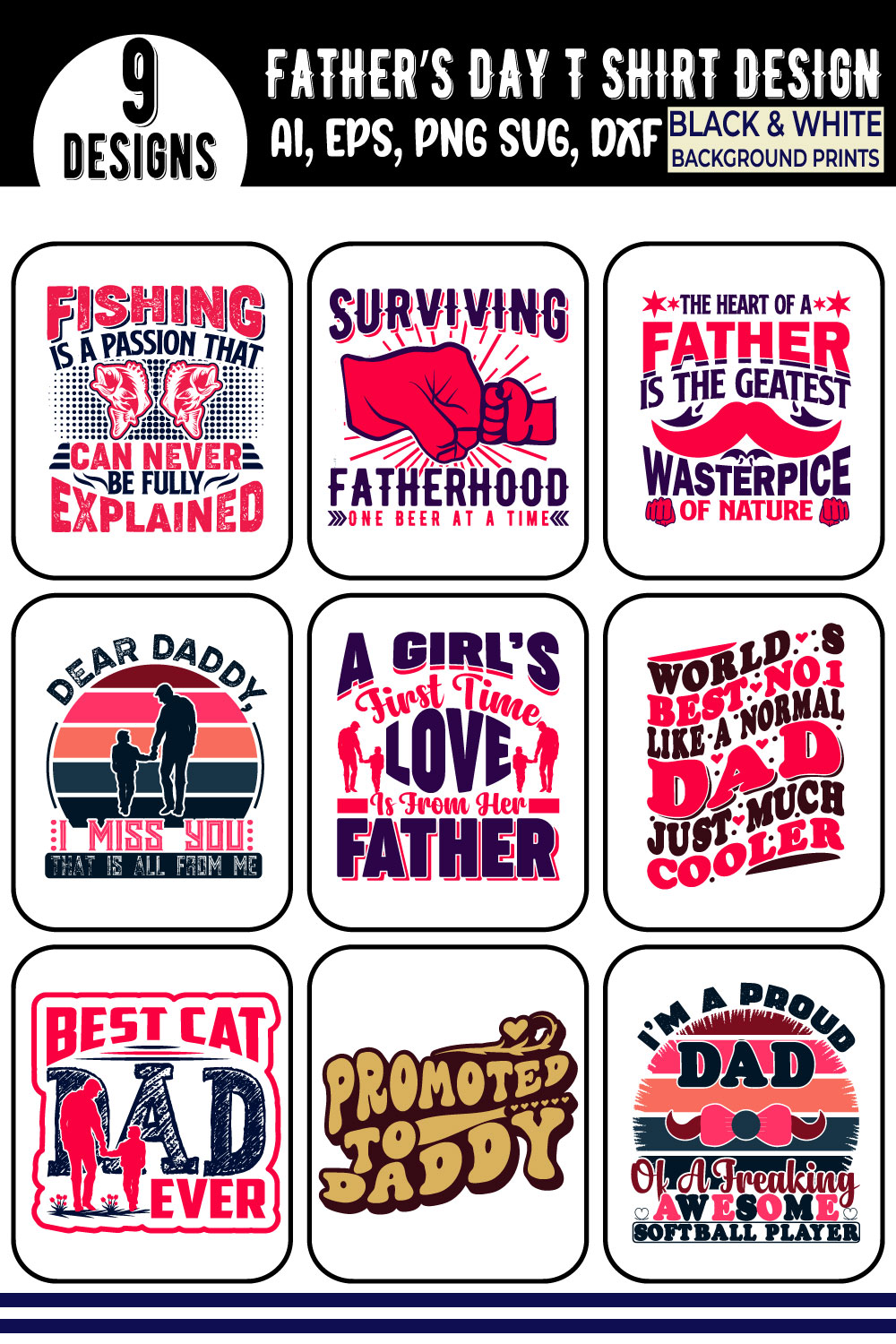 Father's day typography quote t shirt design-2 pinterest preview image.