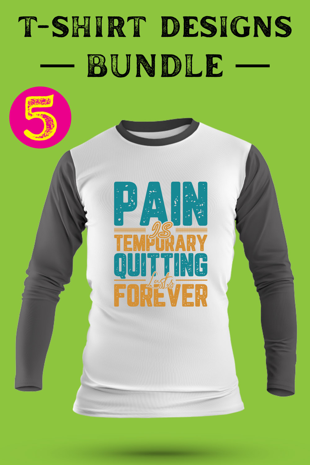 Fitness T Shirt Designs Bundle pinterest preview image.