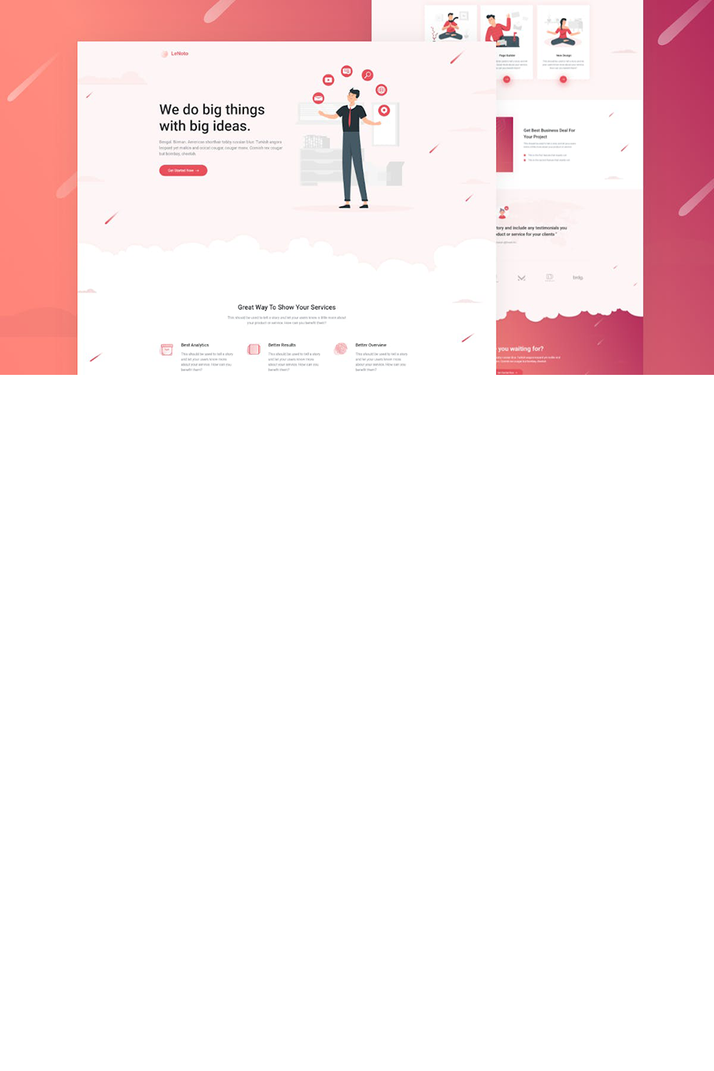 Free Lenoto Isometric Business HTML Landing Page Template pinterest preview image.