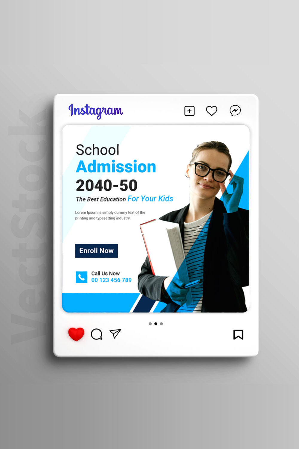 Back to school admission social media instagram post template pinterest preview image.