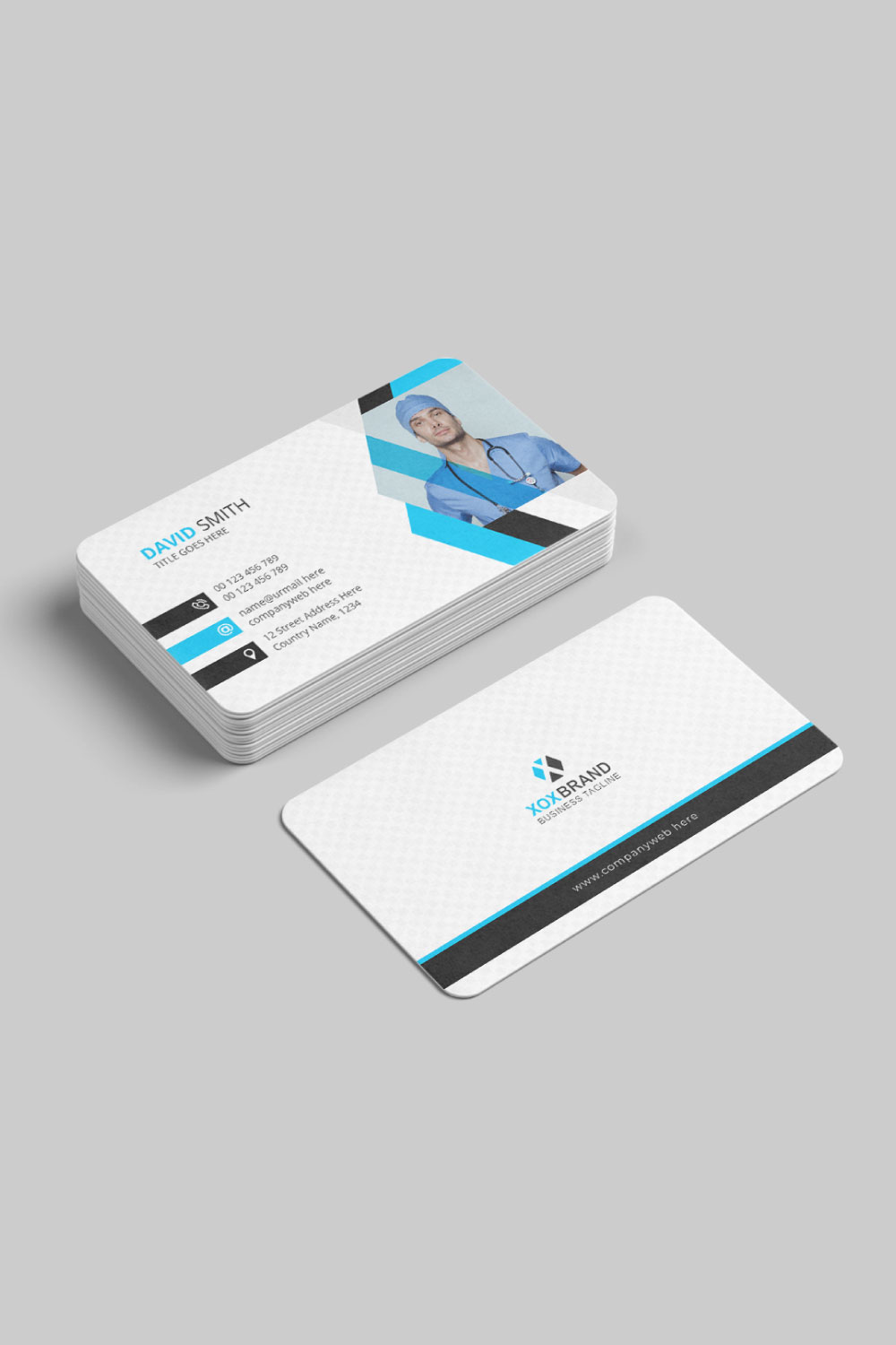 Medical business card design template pinterest preview image.