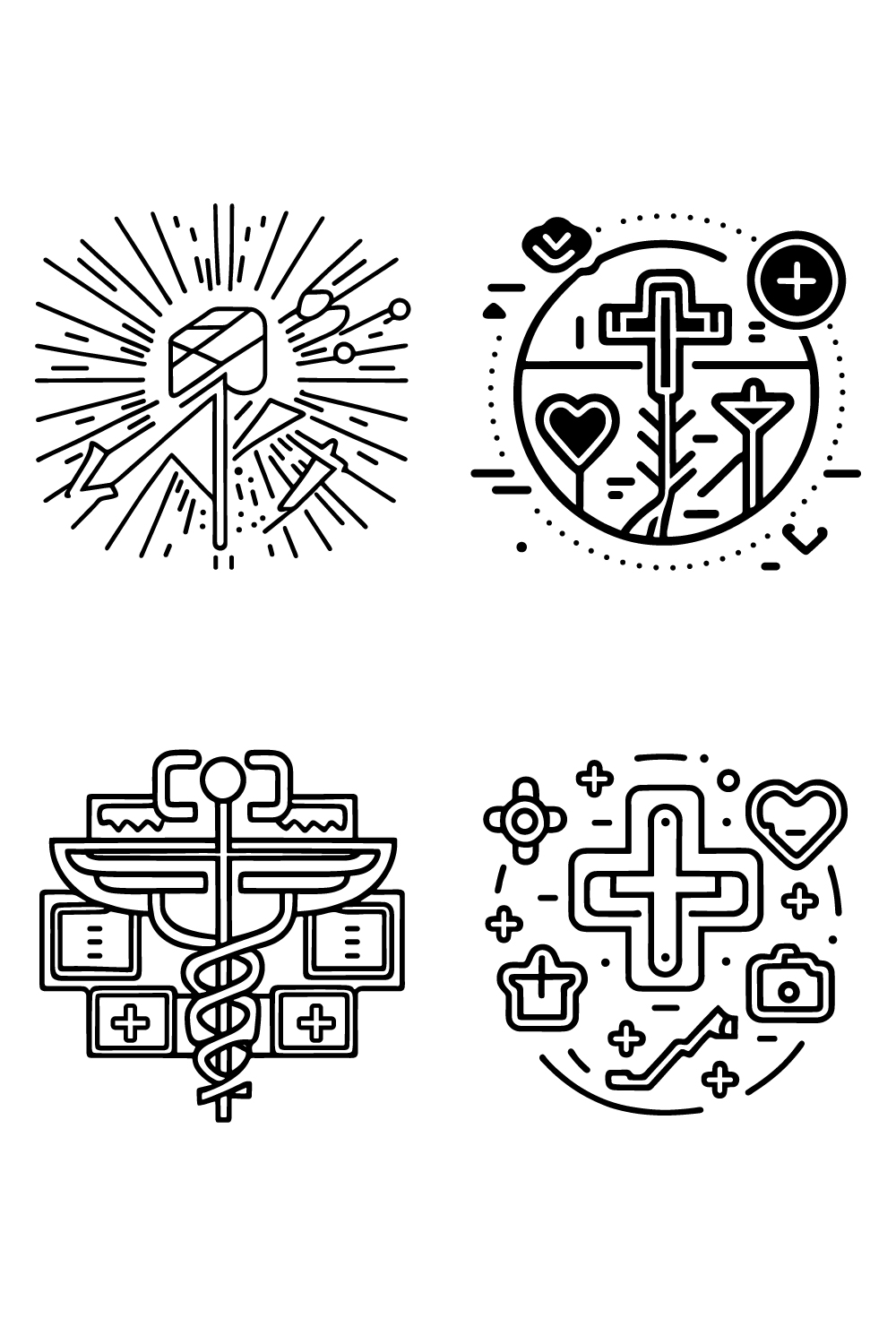 Medical Icon illustration, line art, Outline style, clean simple design, and Healthcare, and medical icons pinterest preview image.