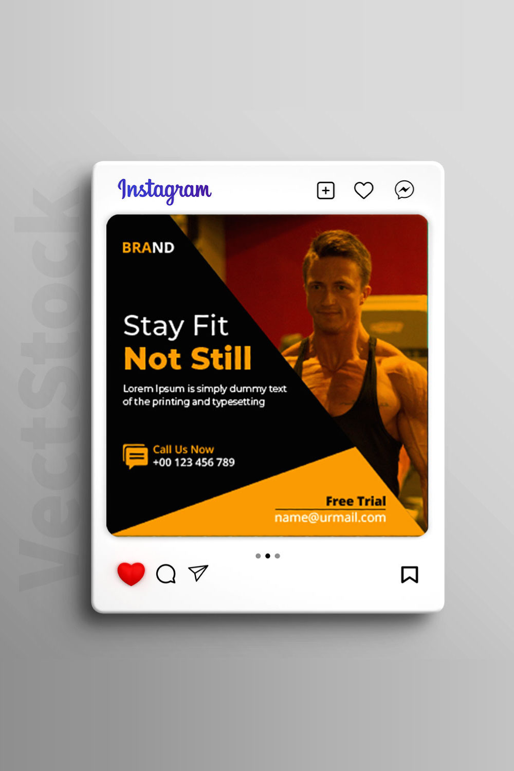 Gym fitness social media post template pinterest preview image.