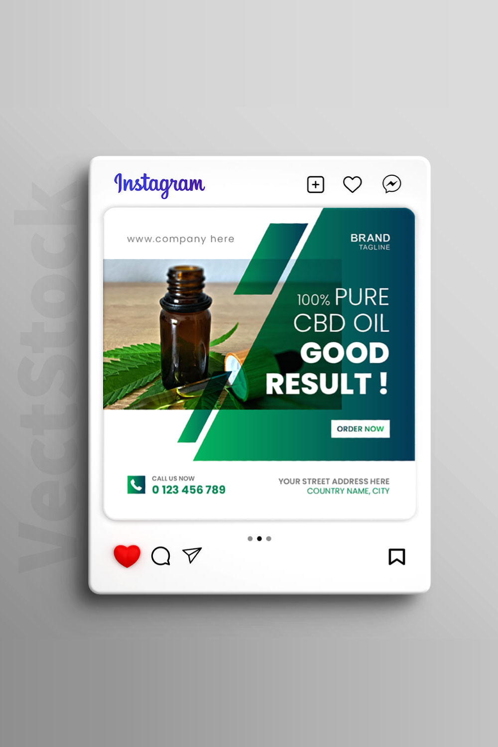 Hemp oil or cbd products social media post and instagram template pinterest preview image.