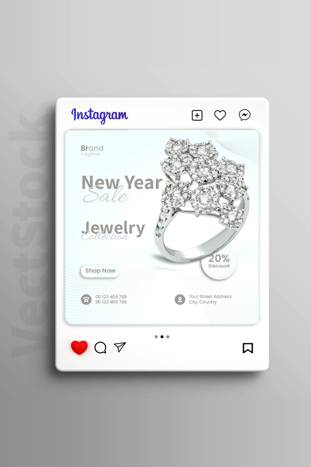 Jewelry social media post design pinterest preview image.