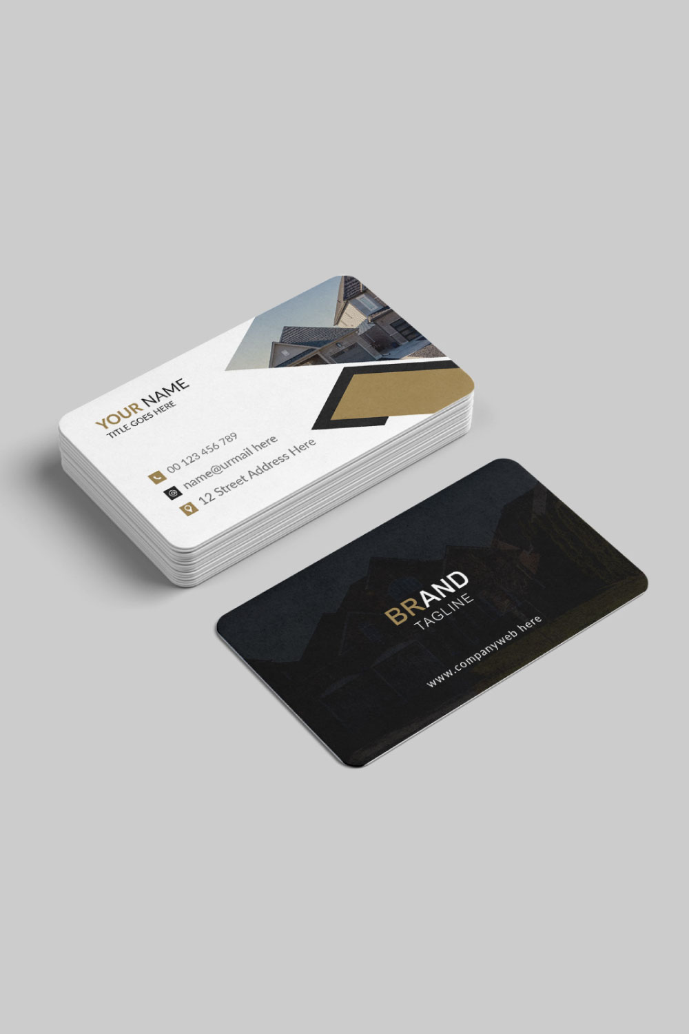 Real estate business card design template pinterest preview image.