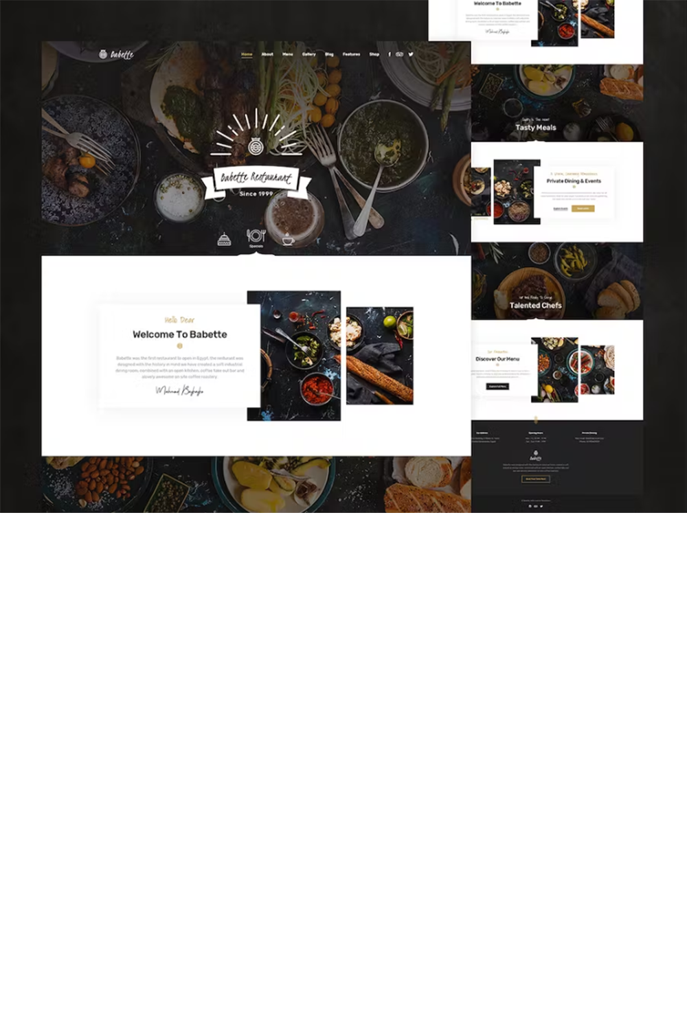 Free Food & Restaurants Landing Page Template pinterest preview image.