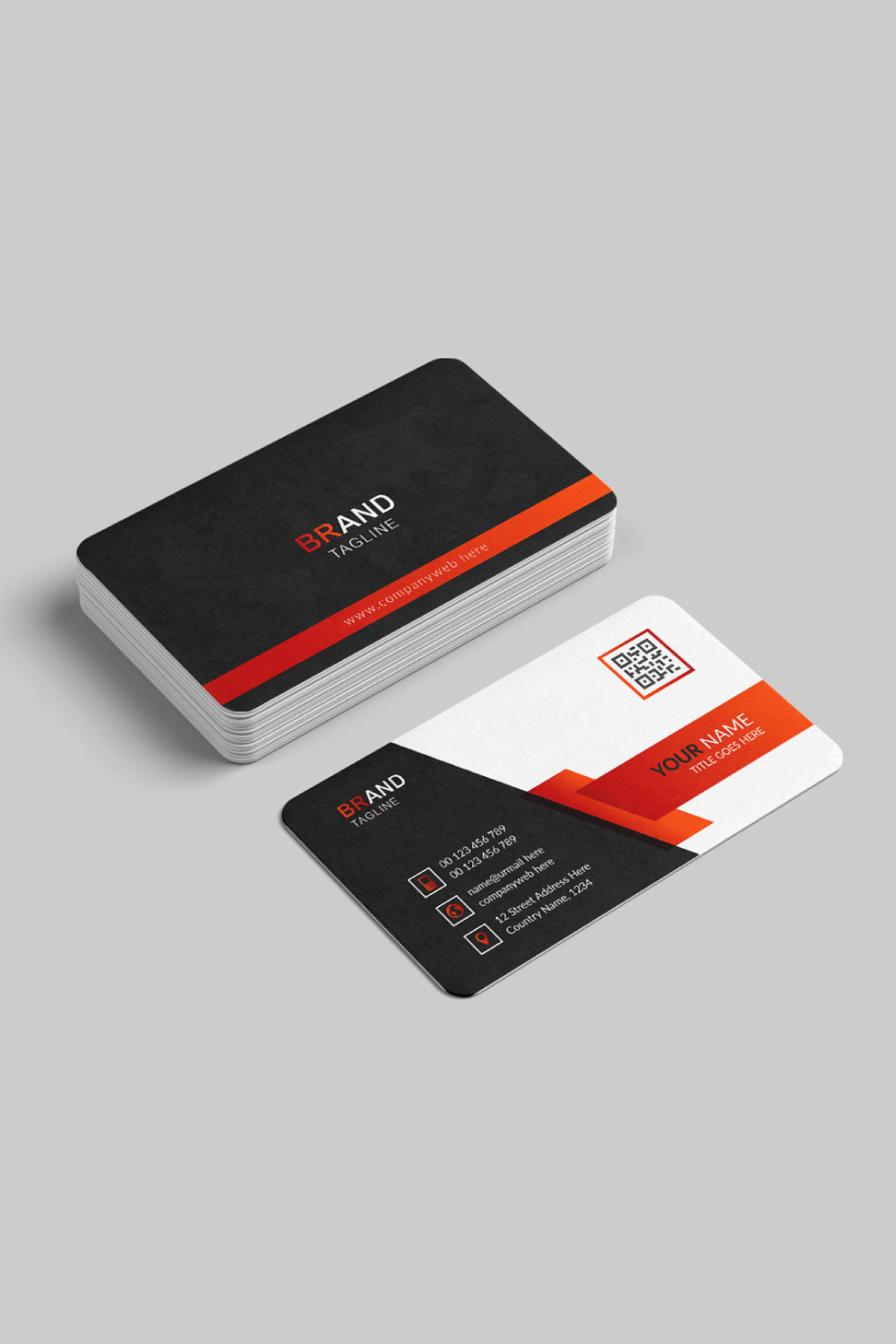 Red orange gradient business card pinterest preview image.