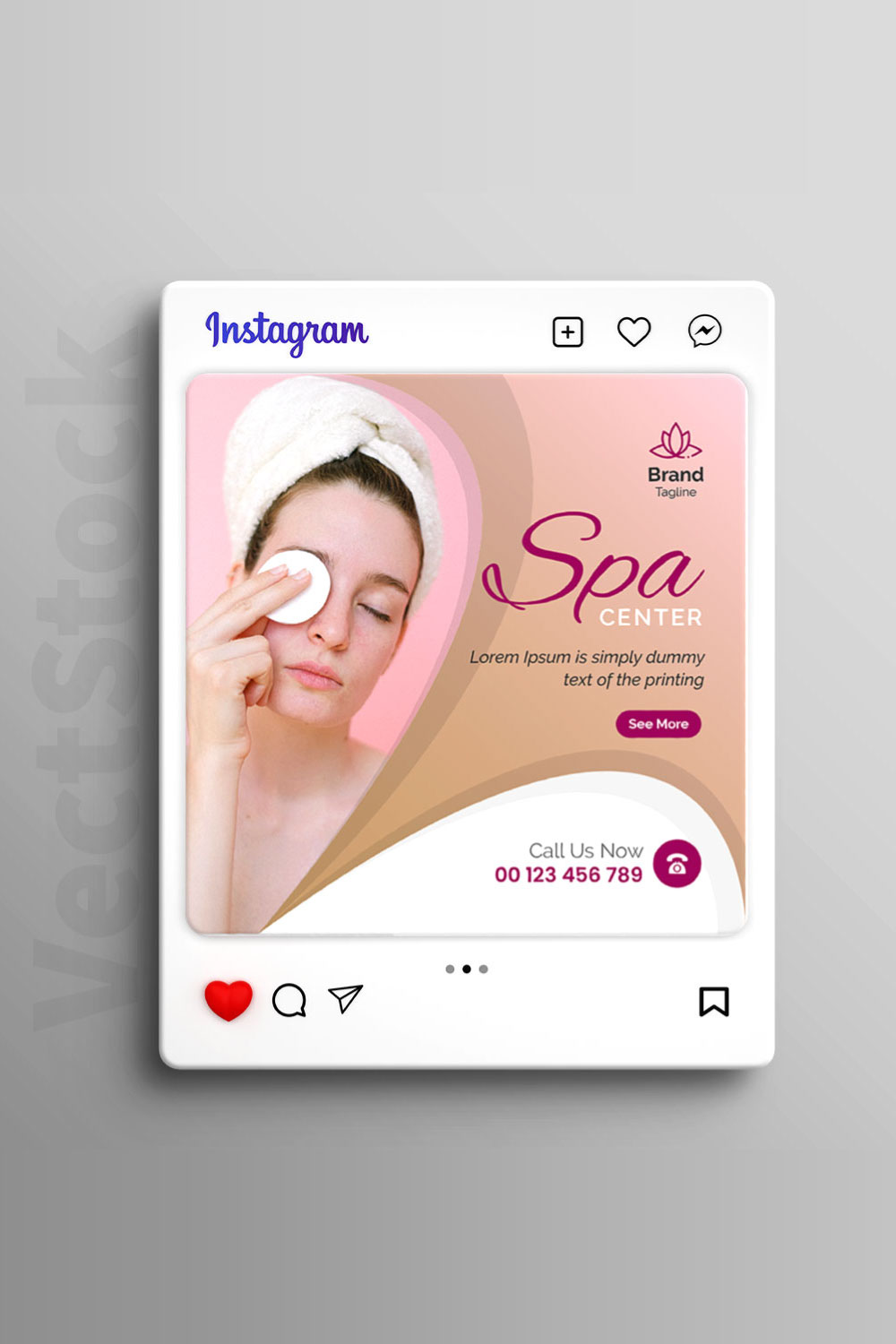Beauty spa instagram post pinterest preview image.