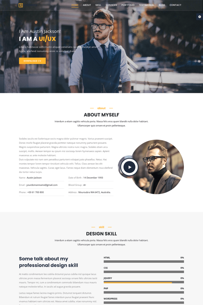 Free Runaway Personal Portfolio Website Template - MasterBundles